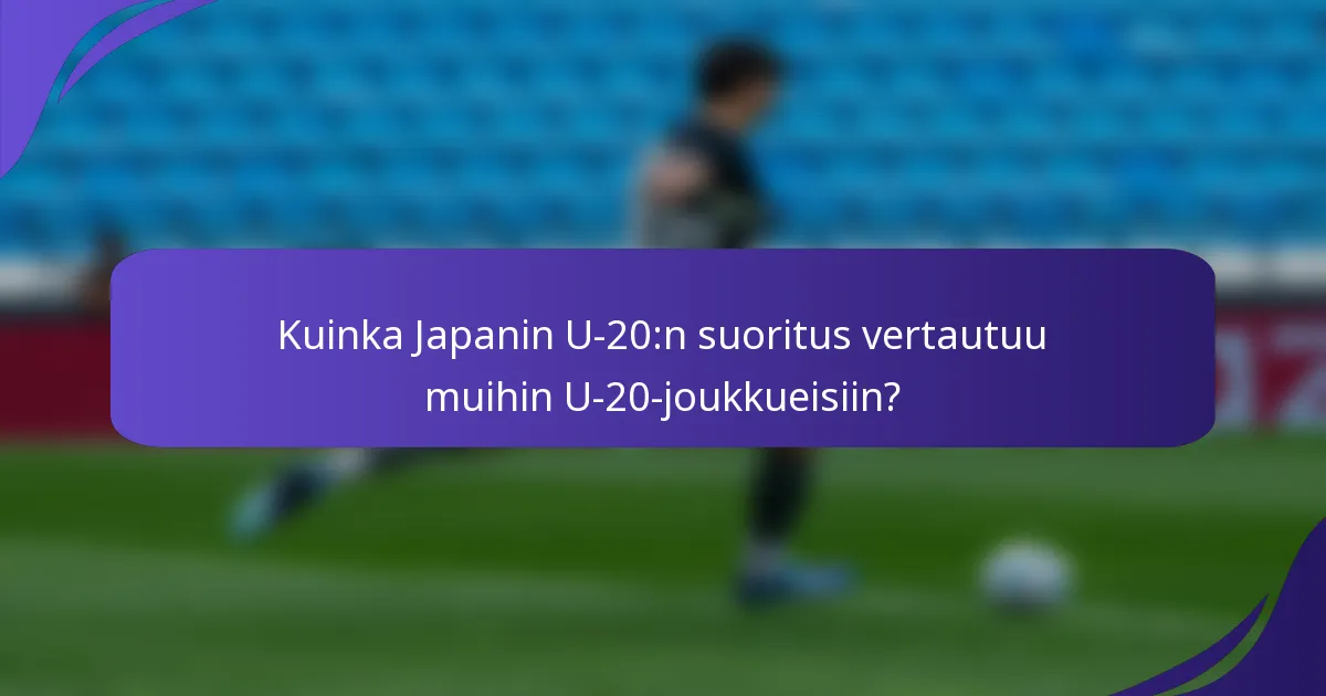 Kuinka Japanin U-20:n suoritus vertautuu muihin U-20-joukkueisiin?
