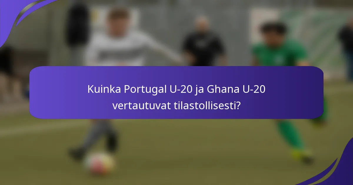 Kuinka Portugal U-20 ja Ghana U-20 vertautuvat tilastollisesti?